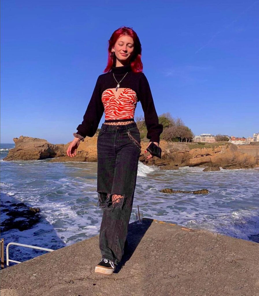Alice van bekkum at the ocean in Biarritz, close to her college Cantau at Anglet